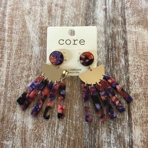Core dangle tassel earrings pink purple gold